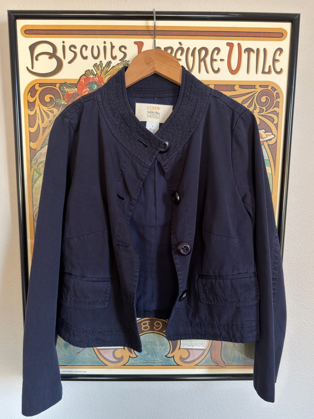 J. Crew Almost Vintage! Navy Cropped Button-Front Jacket - 0